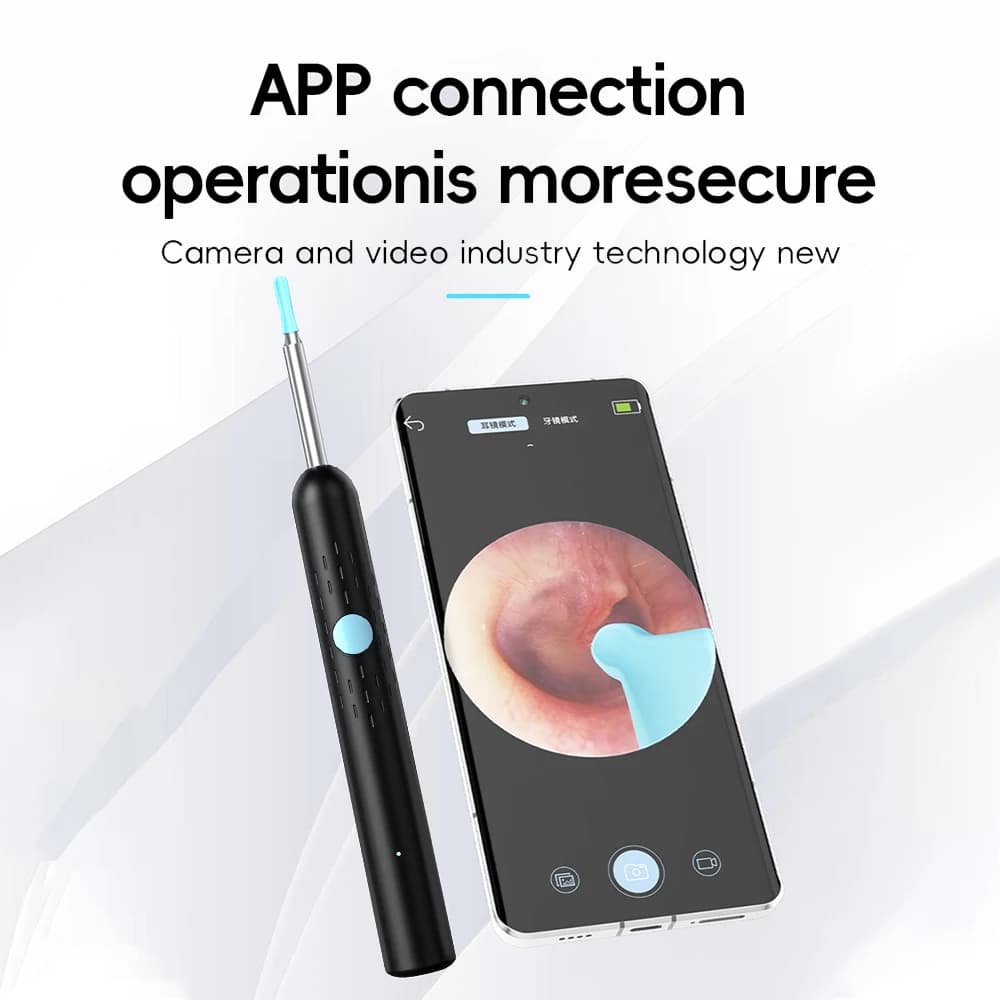 Set 2 in 1 per la pulizia delle orecchie con telecamera HD, dispositivo ricaricabile per la pulizia orale e auricolare, otoscopio WIFI, strumenti per la rimozione del cerume, endoscopio, pinzette auricolari.
