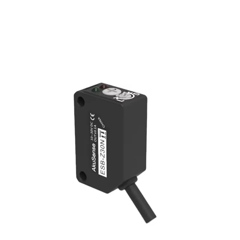 Sensore Fotoelettrico Diffuso Quadrato AkuSense ESB-Z30N, Portata 30cm, NPN PNP con Funzione di Soppressione dello Sfondo