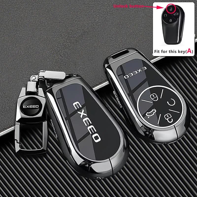 Zinc Alloy Car Key Case Cover for Chery Exeed Exlantix ET RX CDM VX LX TX TXL PHEV Keychain Ring Holder Fob Shell Accessories