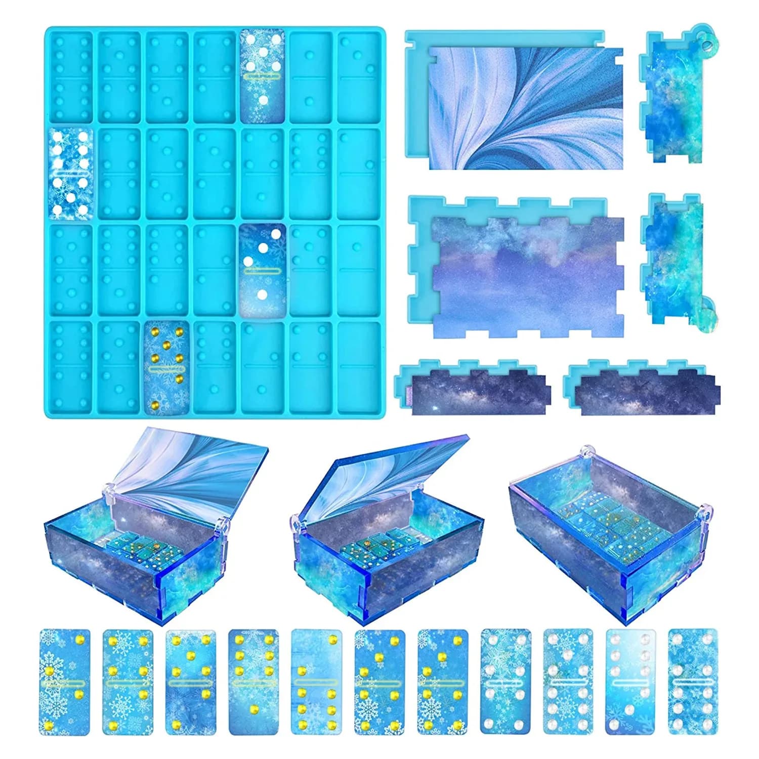 Domino Molds Silicone Epoxy Resin Dominoes Box Casting Craft Mould for DIY Personalized Tabletop Board Travel Game Supplies Tool