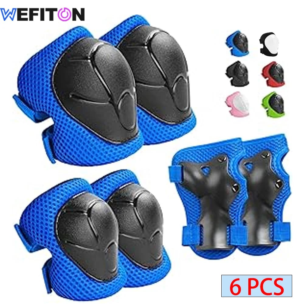 6 pezzi Set di equipaggiamento protettivo per bambini Ginocchiere per bambini Ginocchiere per gomiti con protezioni per i polsi 3 in 1 per pattinaggio Ciclismo BikeScooter