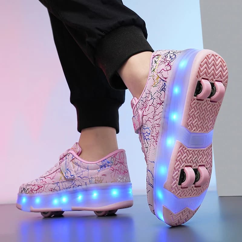 4-wheel dual-use roller skates with detachable wheels, sneakers, shoes for boys and girls with wheels, speed skates