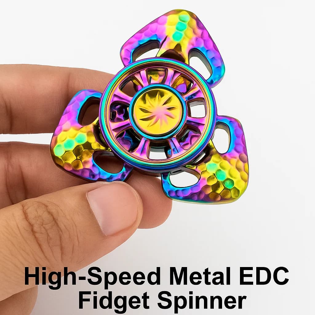Fidget Spinner EDC in metallo ad alta velocità - Tri-Spinner di precisione, giocattolo antistress per Focus, gadget EDC tascabili