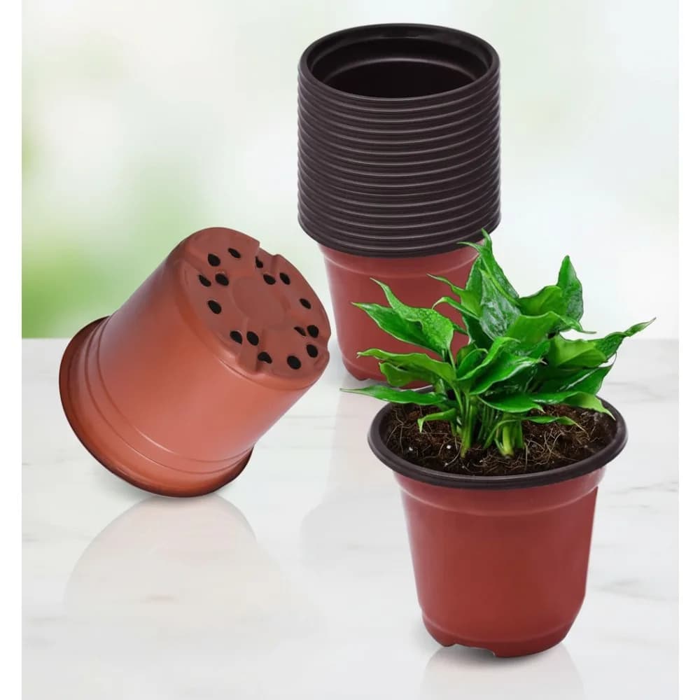 Pack of 100 pots for 8 inch plastic plants, flexible jars for nursery plants, for indoor and outdoor gardening