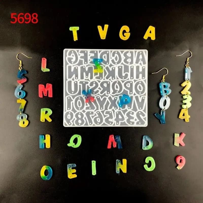 31BF Fai da te Artigianato d'arte Lettera Numero Eardrops Ciondoli UV Resina cristallo Stampo epossidico Alfabeto fai da te