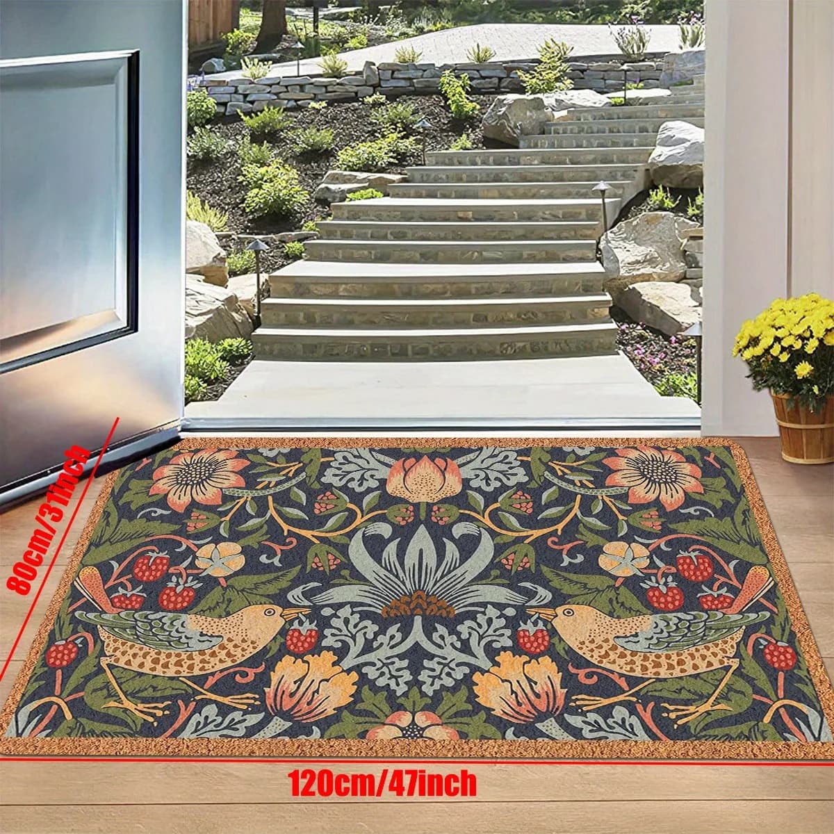 1PC Disegna a mano fiori Tappetini da cucina Tappeti antiscivolo Design pop Tappeti da soggiorno Tappetino da bagno Tappeto per la casa Lavanderia Decor