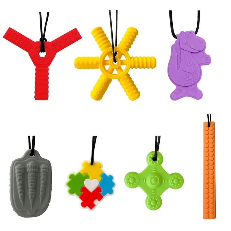 1 pz Silicone Massaggiagengive Bambini Collana Da Masticare Sensoriale Gommoso Ciondolo Motore Orale Giocattoli Strumenti di Terapia per Autismo articoli per bambini