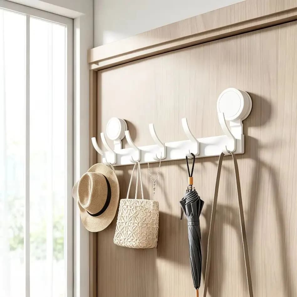 Wall Mount No Drill Hooks with Strong Adhesive Suction Cup, Perfect to Hang Towels Clothes for Bathroom Kitchen