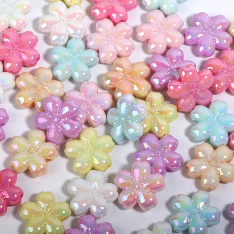 10 pezzi di perline acriliche colorate a forma di fiori di ciliegio, perline distanziatrici in ABS per la creazione di gioielli, accessori fai da te per braccialetti e collane