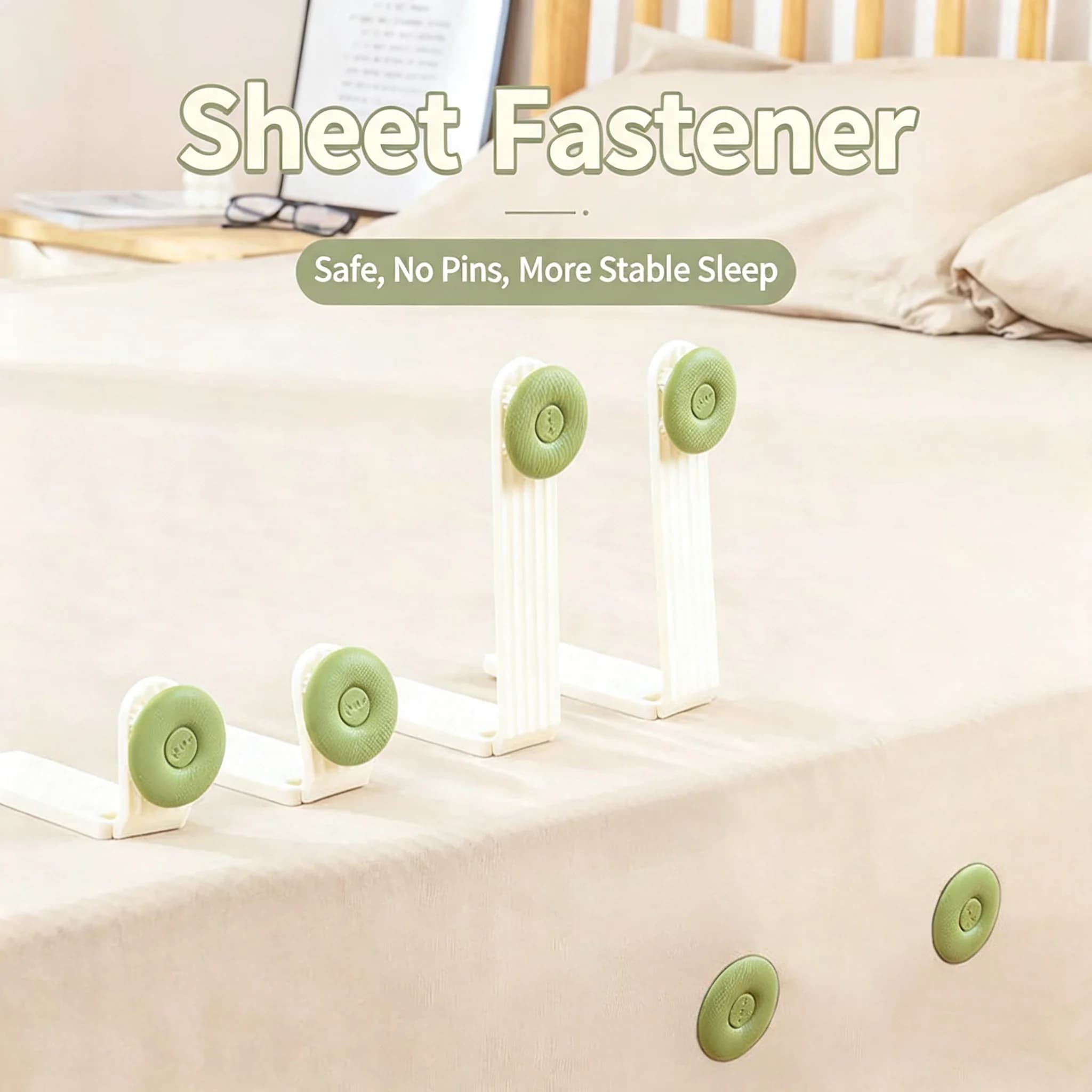 8PCS Bed Sheet Fasteners Pinless Non-Slip Invisible Mattress Clips Adjustable Secure Holders for Sheets Duvets and Covers