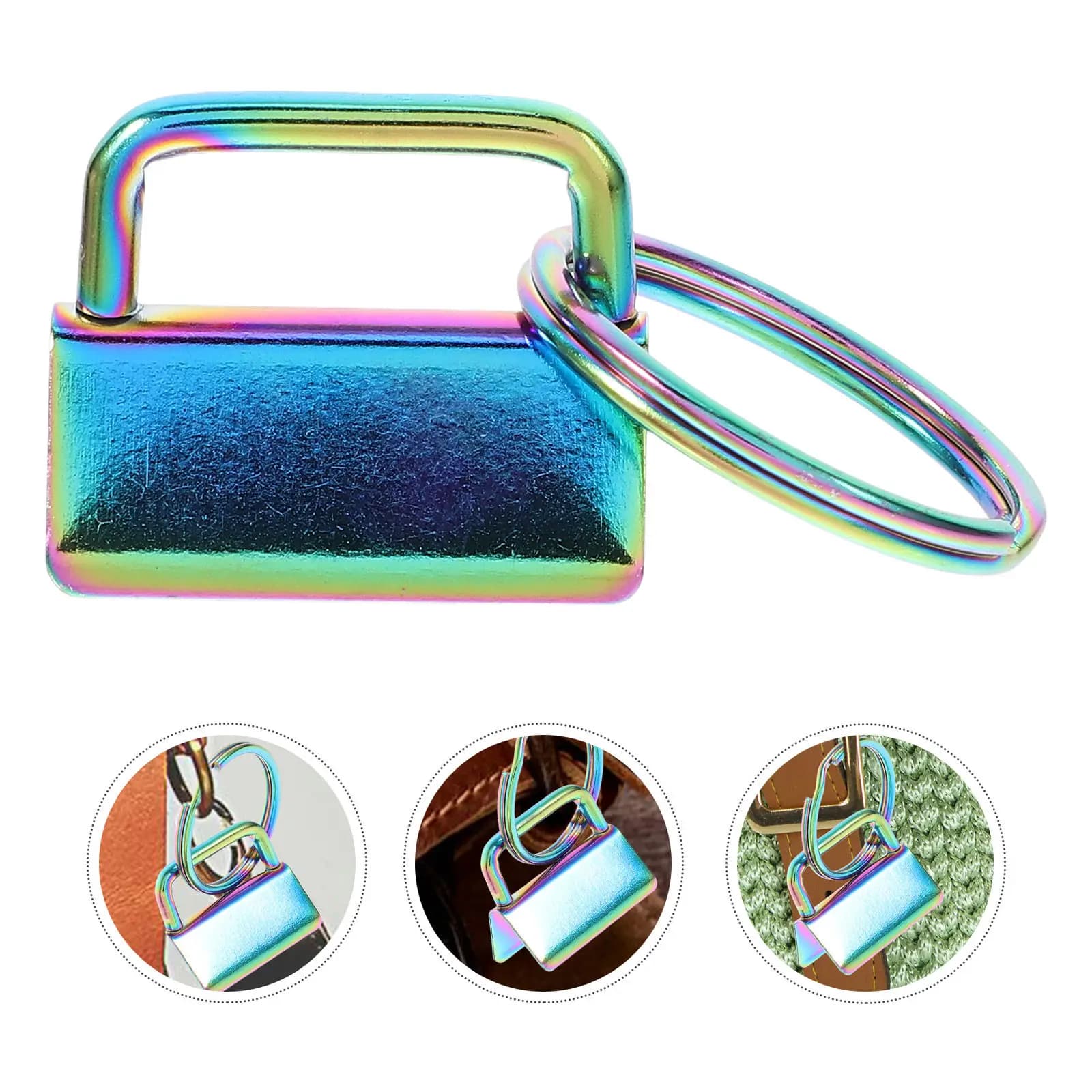10 Pieces Fixing Clips for Keyring 25mm, Sicuri Keyring Rings, Fai-da-Te Accessories for Bags and Keyring