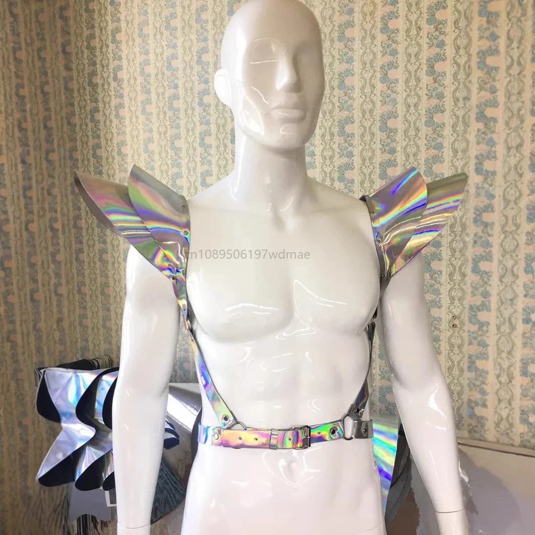 Pu Leather Cosplay Accessory Dazzling Neck Ring Shoulder Wings Restraint Harness Belt Set Masquerade Party Props