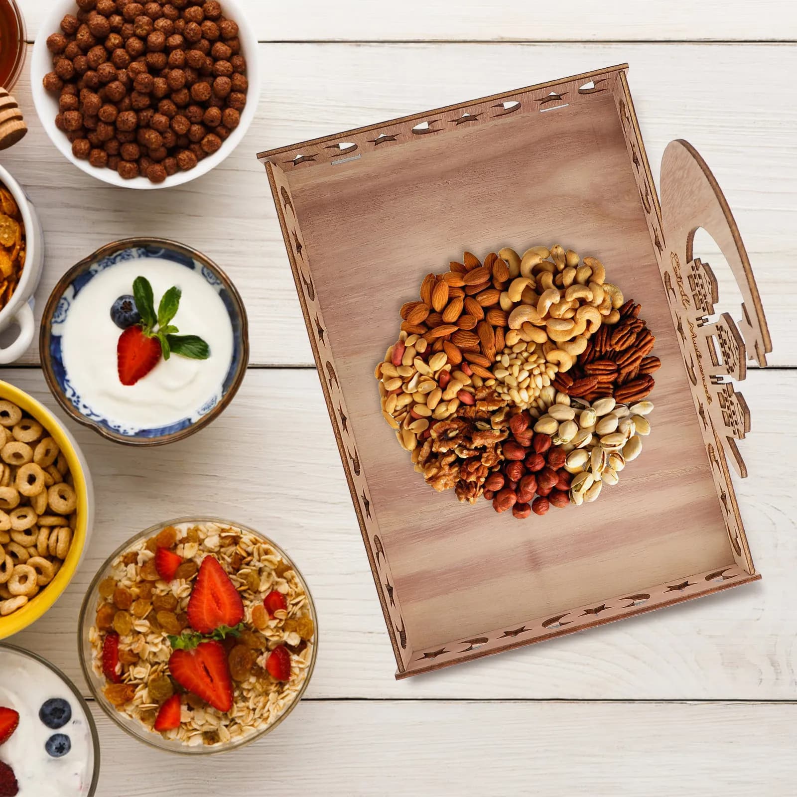 Vassoio per Dessert per Eid, Contenitore per Frutta Secca, Vassoio con Elementi Ramadan, Design Delicato, Pratico Contenitore, Decorazione per Atmosfera Festiva