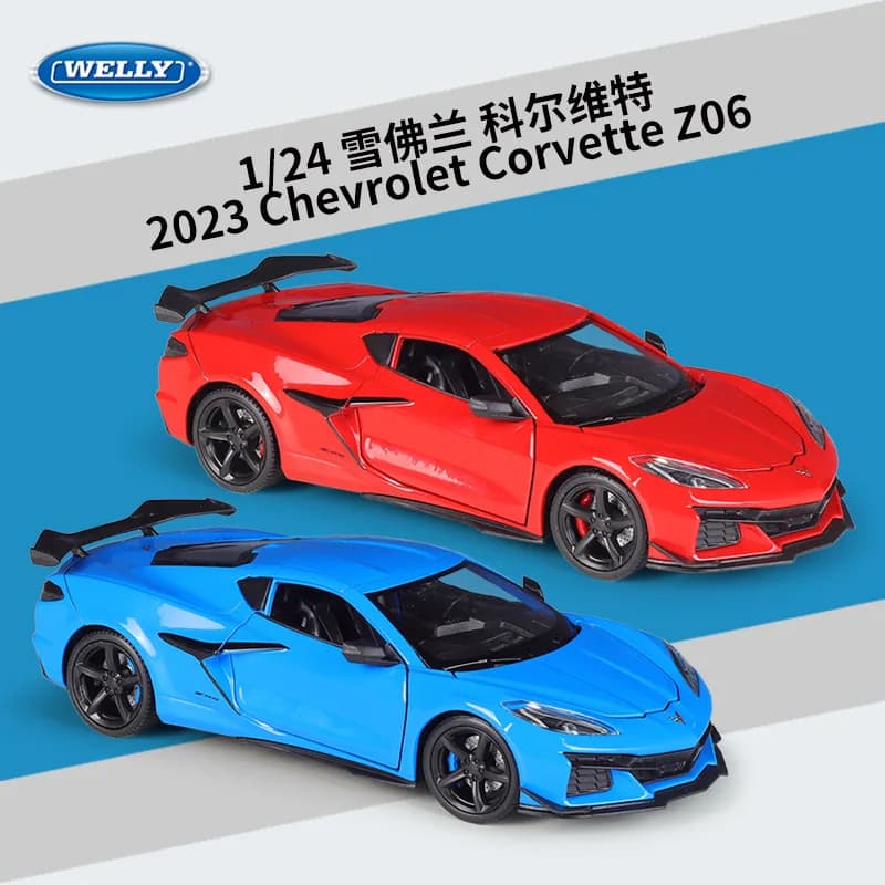 WELLY 1:24 2023 Chevrolet Corvette Z06 Alloy Diecast Model - American Supercar with official license, collectible vehicles
