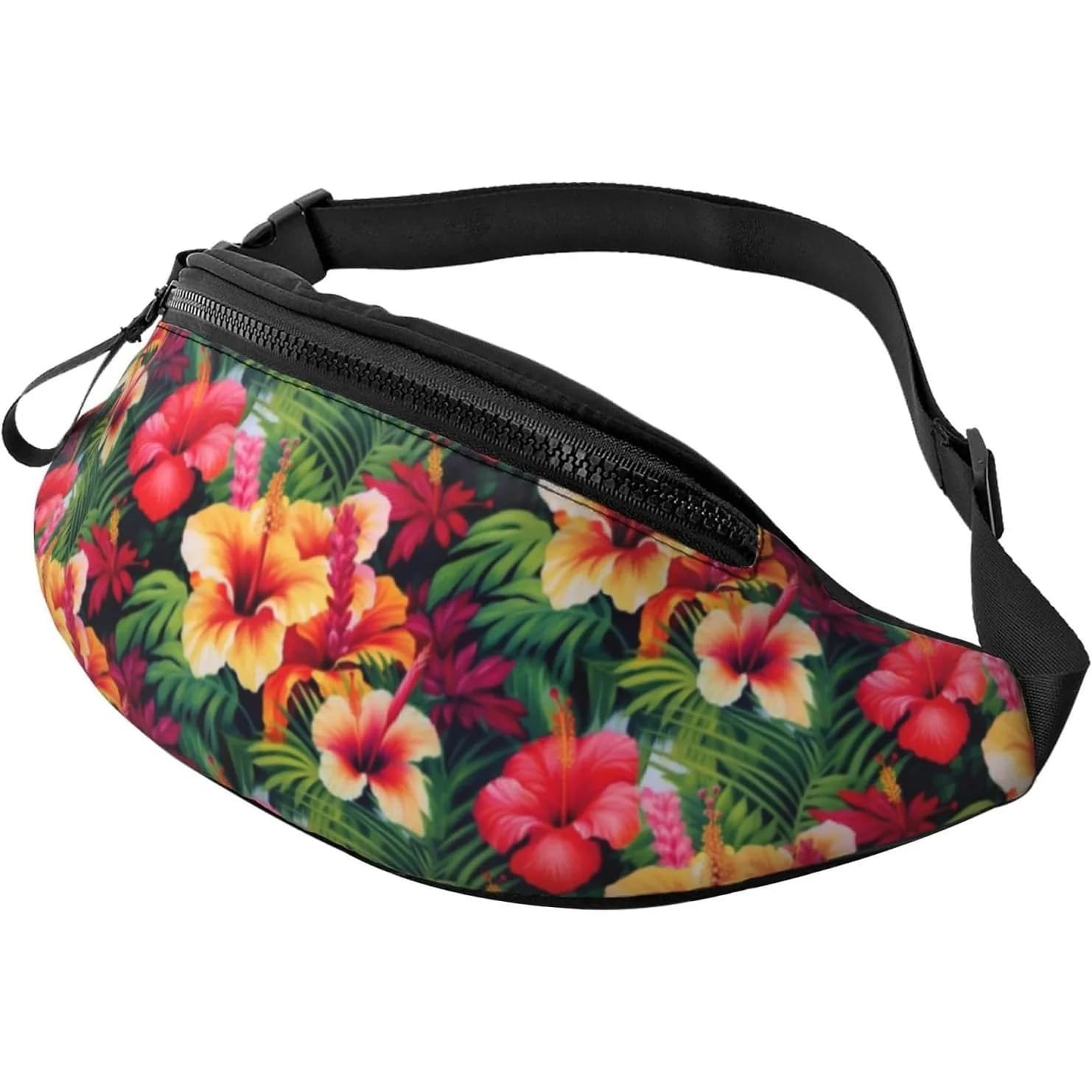 Tropical Floral Waist with Adjustable Belt for Men and Women, Ideal for Travel, Hiking, Cycling and Running