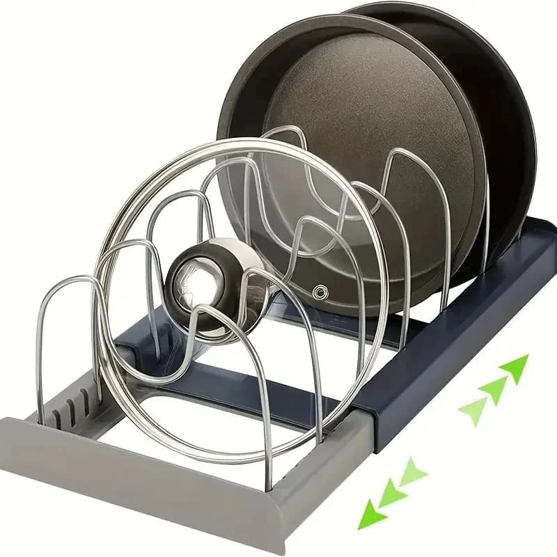 Supporto per armadio da cucina espandibile in acciaio inossidabile per padella, coperchio per pentola, tagliere, asciugatura, pentole, organizer per piatti