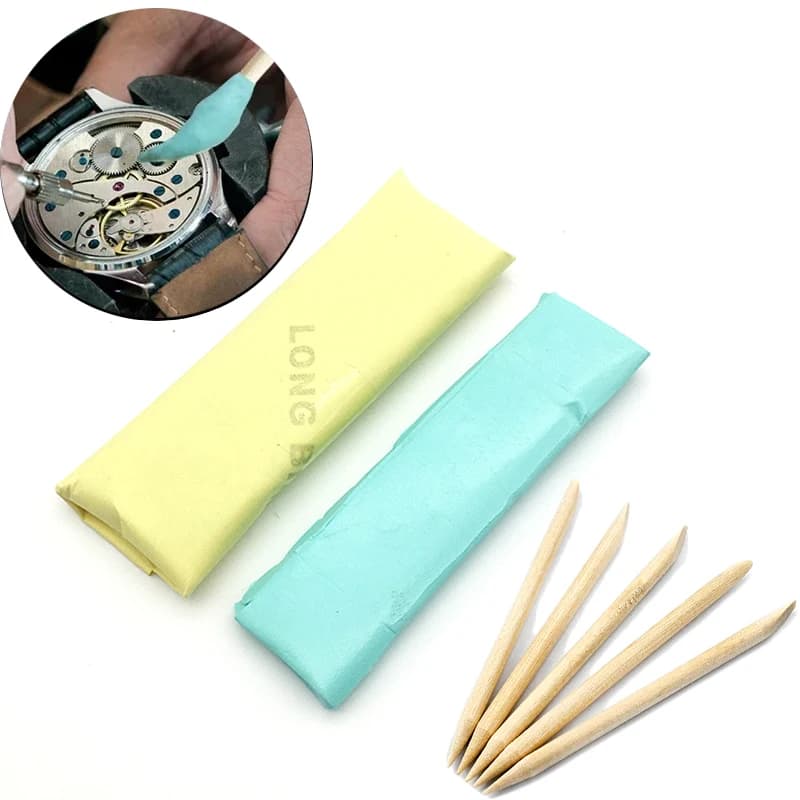 Watch Parts Movement Cleaning Clay Green Rubber Putty Cleaner With Wooden Stick For Watchmakers Watch Repair Tool Accessories