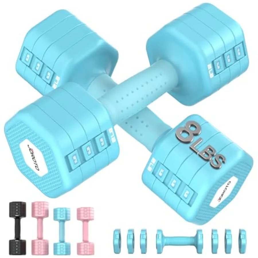 2-piece adjustable handlebar set (8 pounds/11 pounds) with free weights for home workout, soft rubber grip TPU, black color A