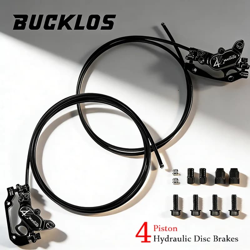 Freno Idraulico BUCKLOS a 4 Pistoni per MTB 1150/1950mm, Freno a Disco Idraulico per Scooter Elettrico, Freno Anteriore e Posteriore con Funzione di Spegnimento, Componente per Ciclismo