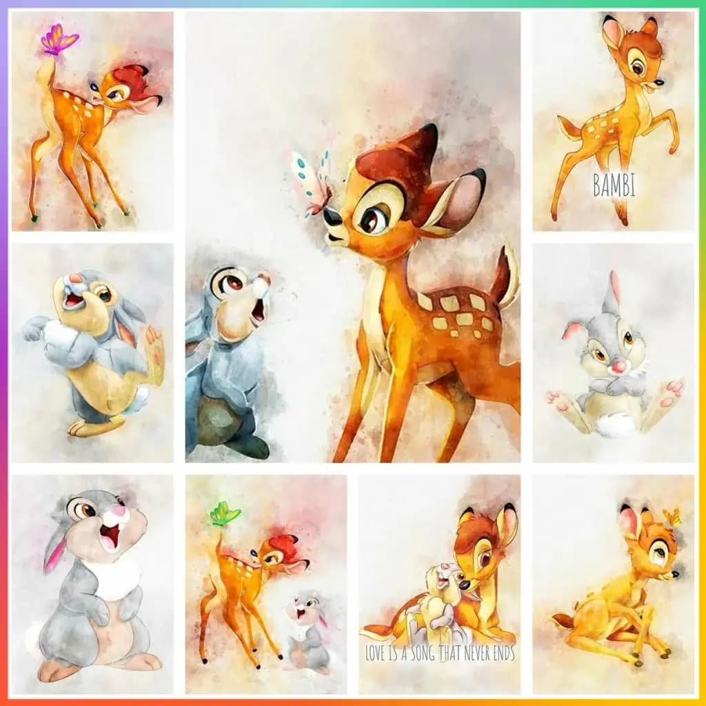 Disney Bambi Thumper acquerello pittura diamante creazione artigianato punto croce 5D arte fai da te mosaico Room Decor nuovo regalo per bambini