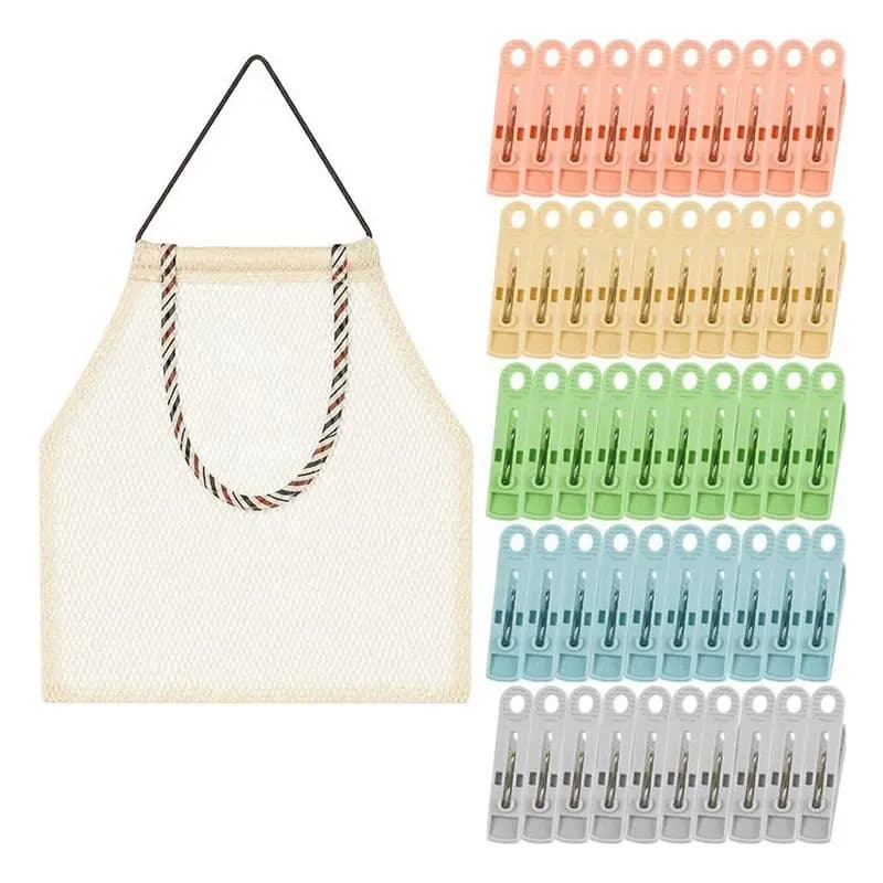 ABDJ-Colorful For Clothespins Windproof Laundry Pegs Non-Mark Clips With Storage Bag For Clothes Socks Home Camping Drying Use