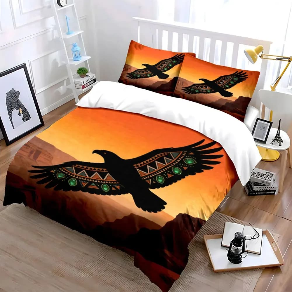 Set di biancheria da letto con design Bohemian Eagle Design Art, morbido e confortevole, include 1 copripiumino e 2 federe, regalo