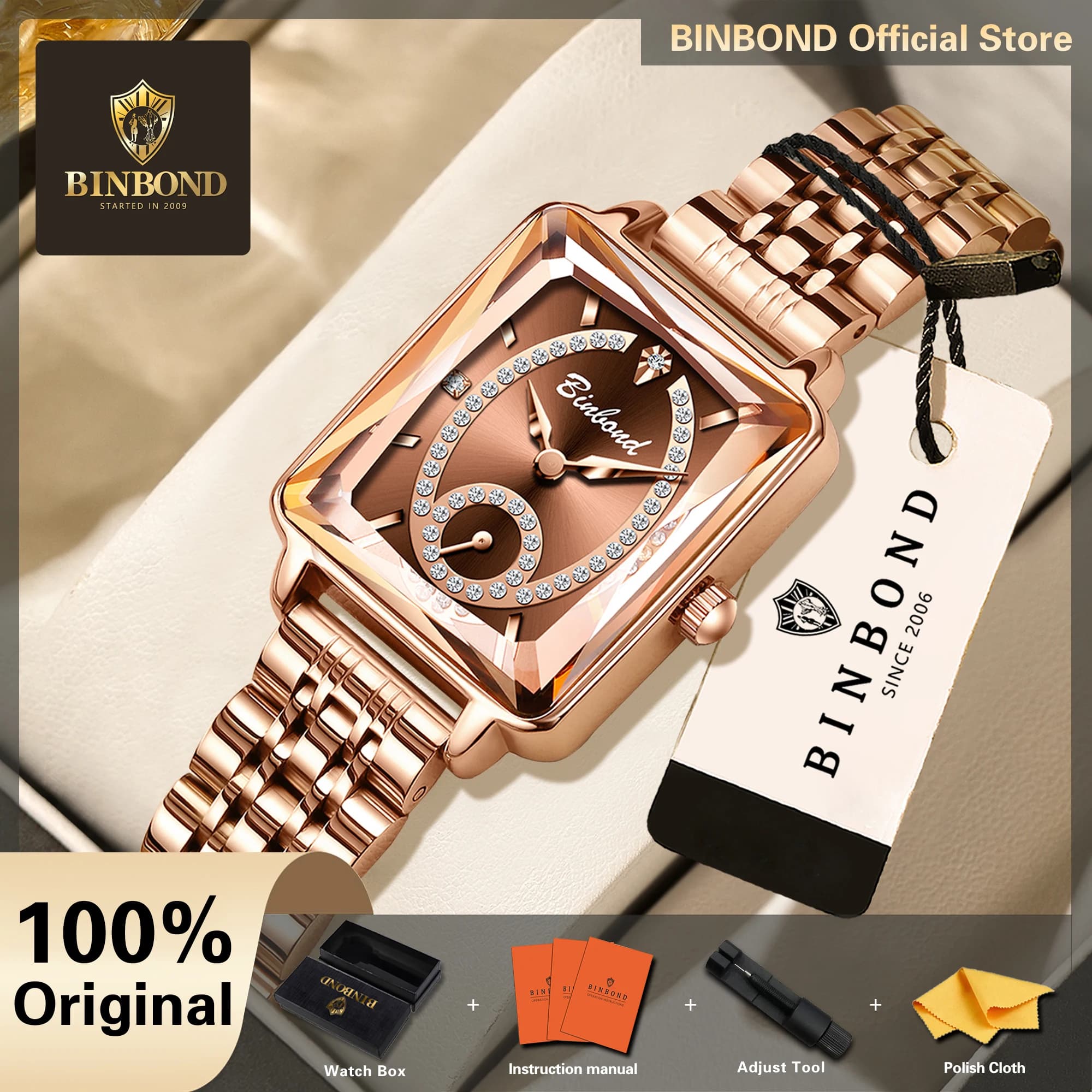 BINBOND Orginal Quartz Watches For Women Precise Luminous Relojios Waterproof Ladies Watch Durable Casual Luxury Reloj +Box