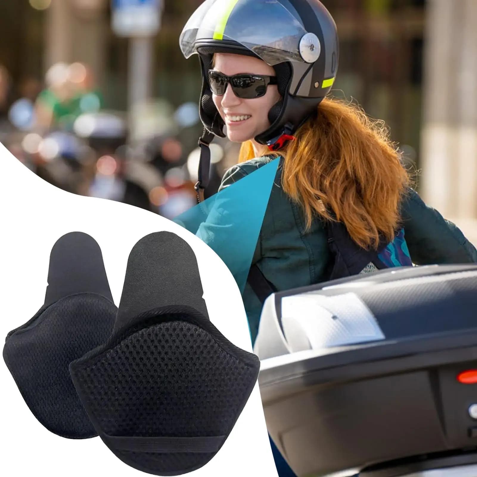 Cuscinetti auricolari per casco da motociclista Coprigambe invernali staccabili 1 paio di cuscinetti auricolari per climi freddi Paraorecchie antivento Riducono il rumore del vento