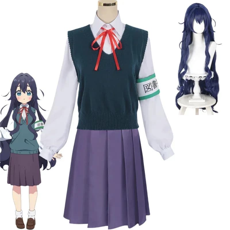 Anime 100 Hyakkano Yoshimoto Shizuka Costume Cosplay Parrucca Halloween Comic Con Donna JK Gonna Accessori per capelli Puntelli Abiti