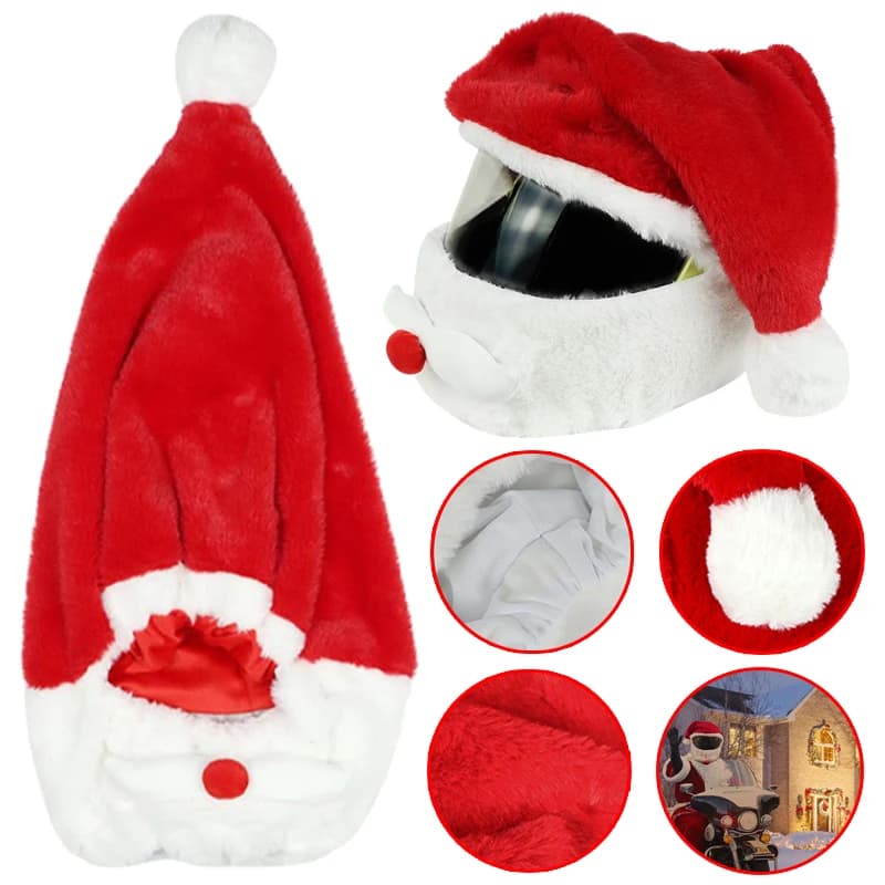Casco da moto cappello di natale cappellini di babbo natale fatti a mano per la copertura del casco del motociclo manicotto del cappuccio del casco di tocco festivo di natale