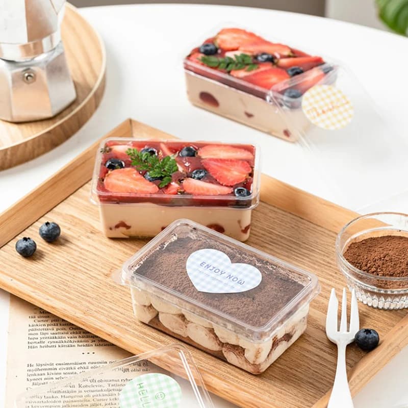 Contenitori per imballaggio alimentare con cerniere in plastica trasparente da 10 pezzi, adatti per dessert, torte, biscotti, insalata