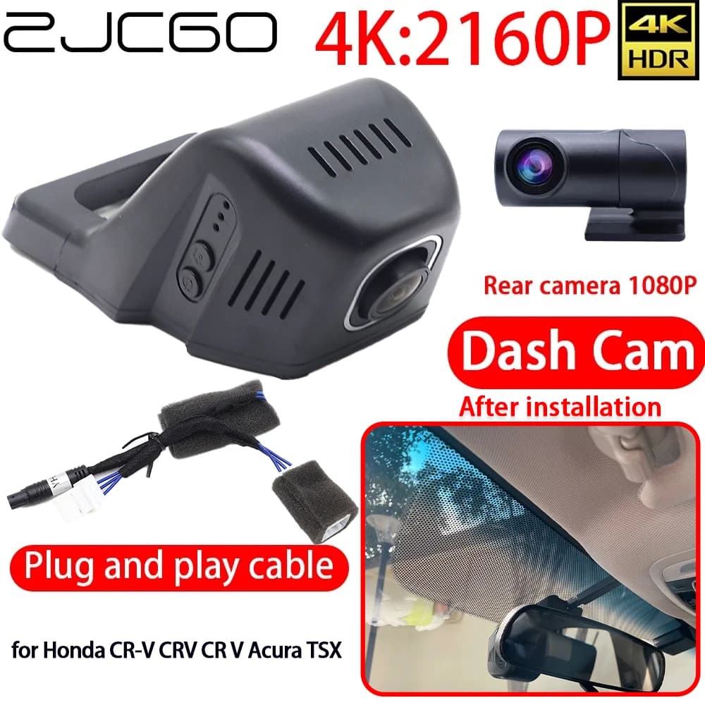 ZJCGO 4K DVR for Car Dash Cam Wifi Sony Front Camera Rear 24 Hours Plug and Play Recording Monitor for Honda CR-V CR V Acura TSX