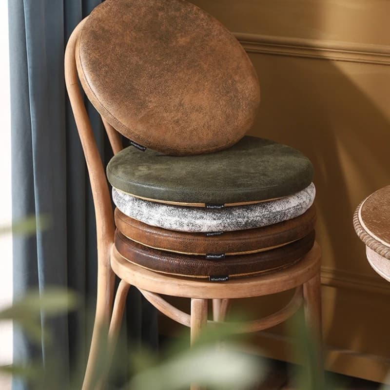 New Memory Foam Round Suede Stool Cushion Retro Anti-Slip Seat Pad Thick Washable Comfortable Bench Pad for Bar Booths Kitchen