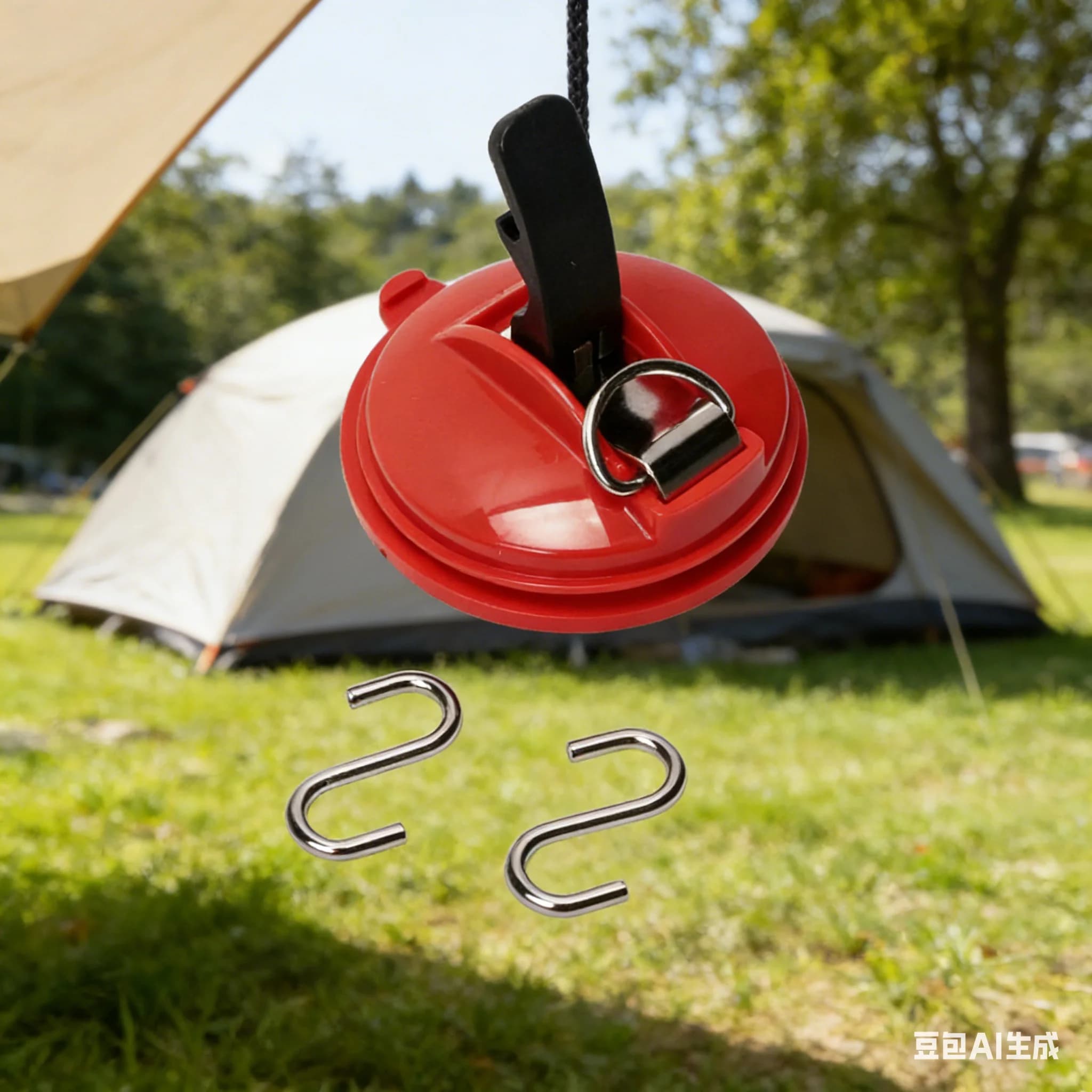 1pc Corda da campeggio Ventosa Gancio per tenda Cinghie per bagagli Forte ventosa con gancio a S e fissatore per appendere l'organizzazione Accessorio