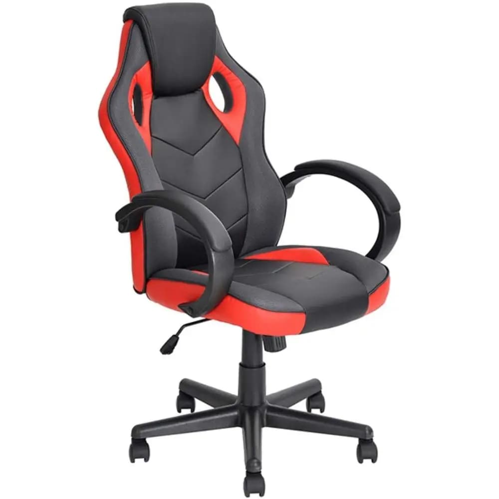 Sedia da Gaming Ergonomica Reclinabile Stile Racing con Schienale e Braccioli (Rossa)