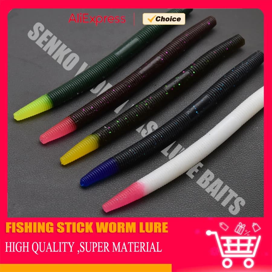 MrLurion 3in 4in 5in 8PCS Soft Stickbait, Senko Lure per bocca grande Attrezzatura da pesca per basso. Esca artificiale morbida per lombrichi affondanti