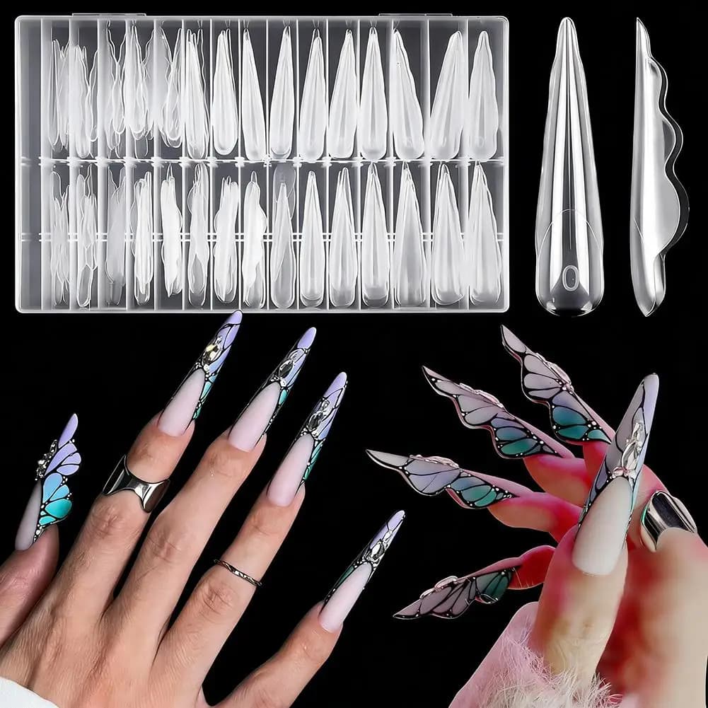 150 pezzi di forme innovative a farfalla per unghie, doppie forme per allungamento, riutilizzabili, per extension in gel, per nail art professionale