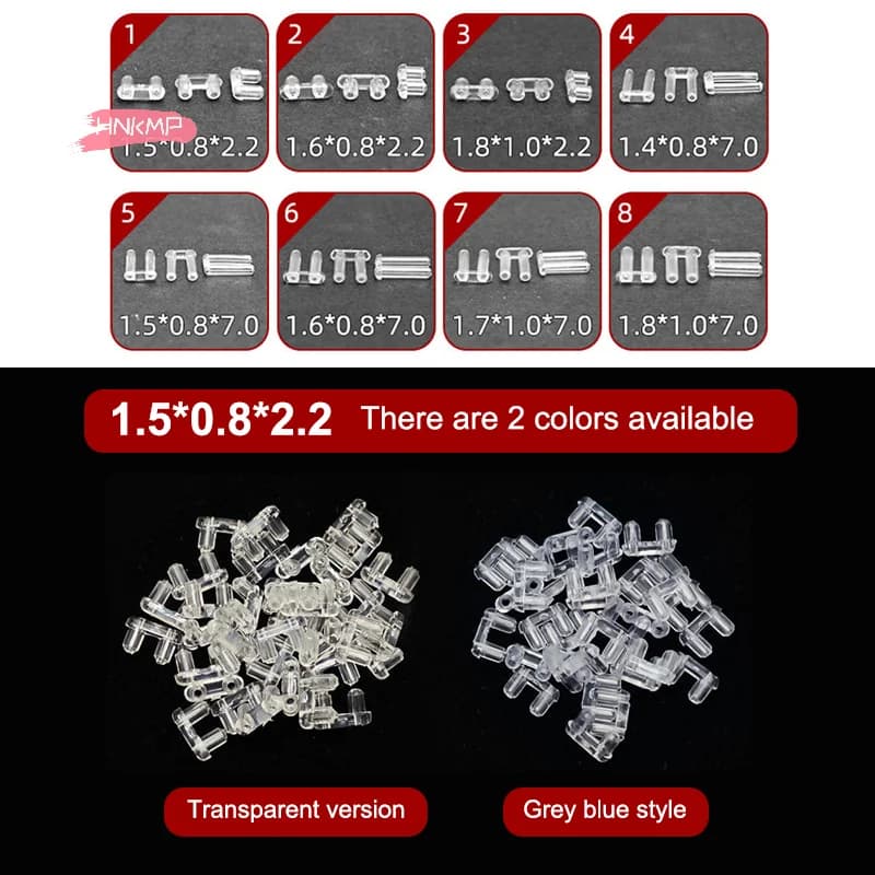 100 pezzi occhiali senza montatura doppia spina in gomma fibbia di bloccaggio 7mm/2.2mm lunghezza accessori in vetro da prescrizione attrezzature