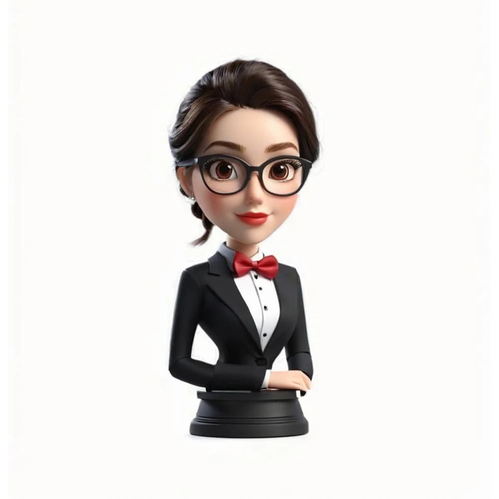Mini Bobblehead personalizzato, bambole in argilla polimerica con figurine fatte a mano, decorazione da scrivania, stile professionale con occhiali e papillon
