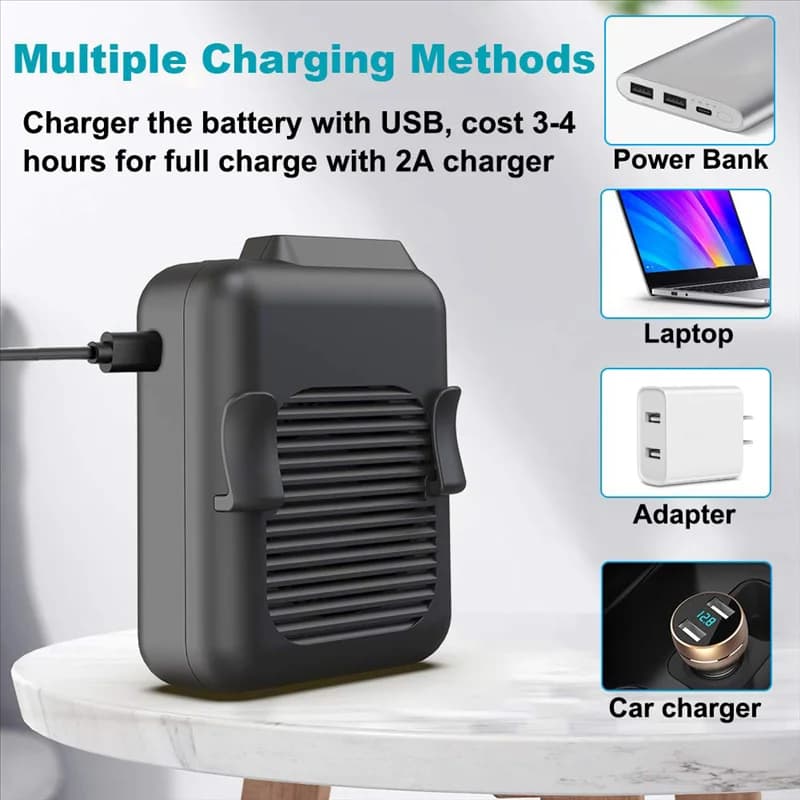 diHASD di Portable 5100 RPM Rechargeable Belt Fan Strong Wind, 23 hours autonomy for blue collar Fan for outdoor free hand necklace