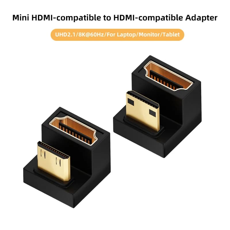HDMI compatible male to female compatible adapter HDMI Corner of UP Down Female Extension Converter 180 degrees 8K to 60Hz 2.1