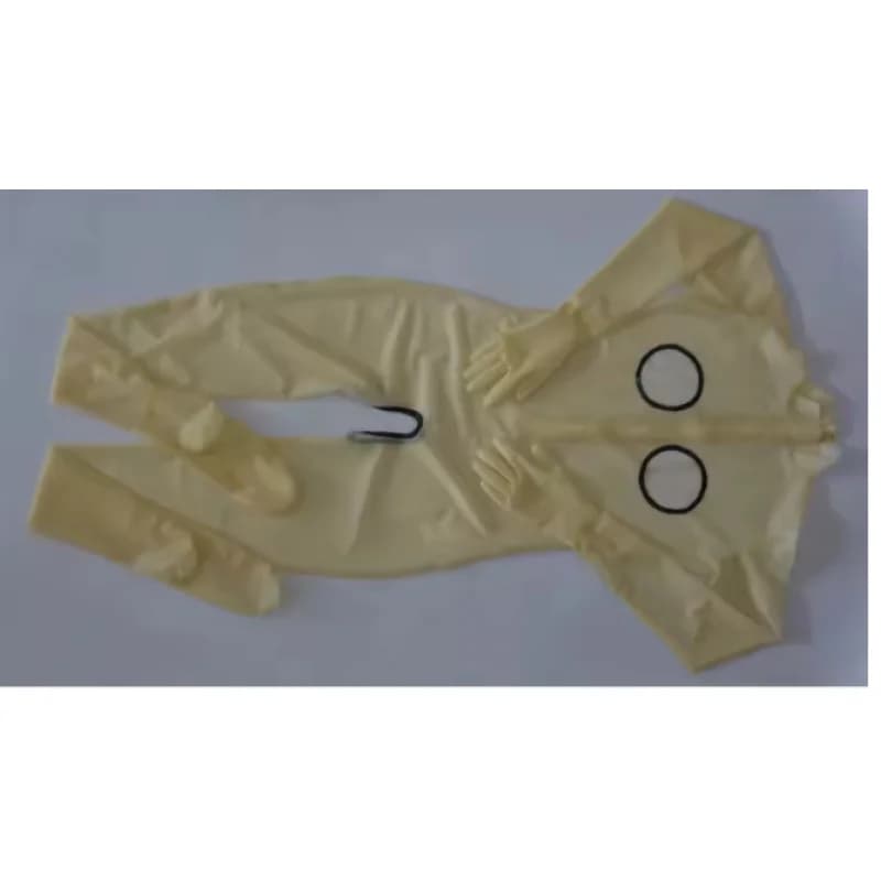 Latex Crotchless Bodysuit Nature Transparent Rubber Costumes with Gloves&Socks Open Bust Catsuit for Club Party Wear