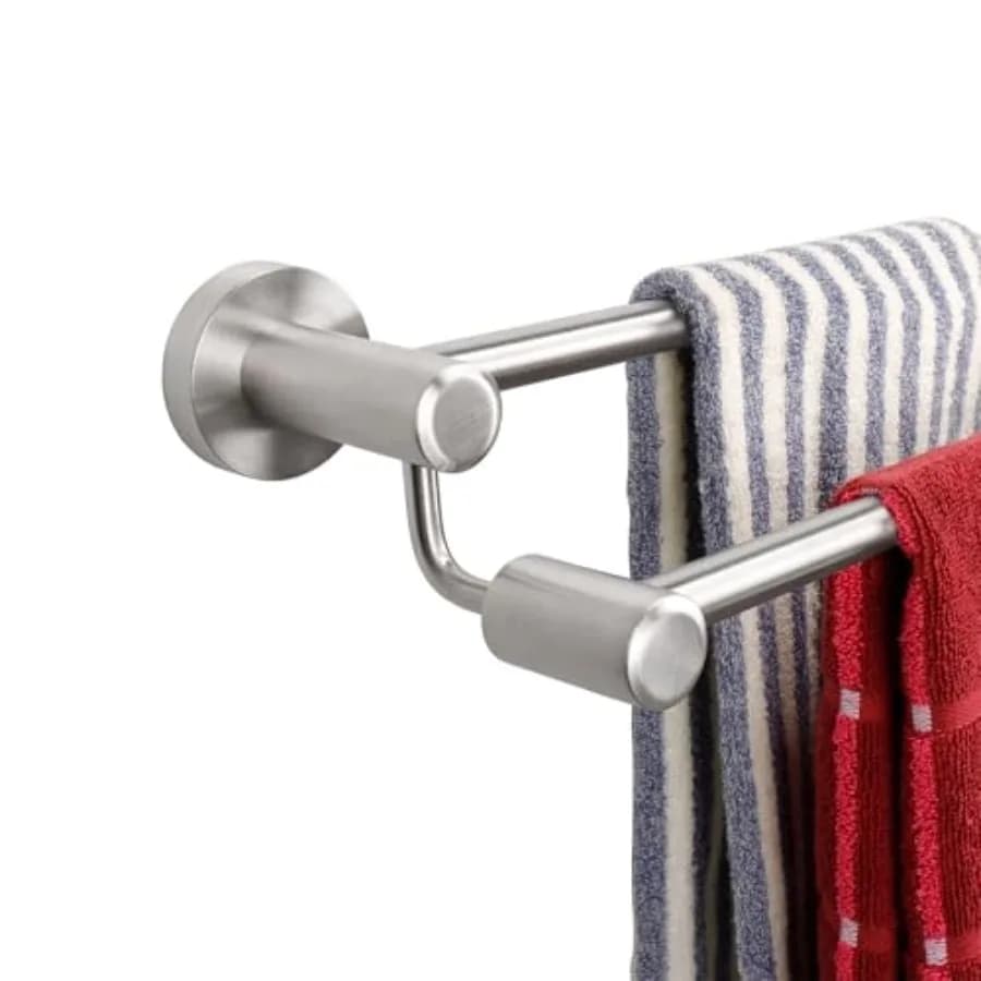 Portasciugamani Doppio - Portasciugamani in Acciaio Inox SUS304 Rinforzato per Bagno, Accessori Bagno, Asta Portasciugamani Doppia Resistente