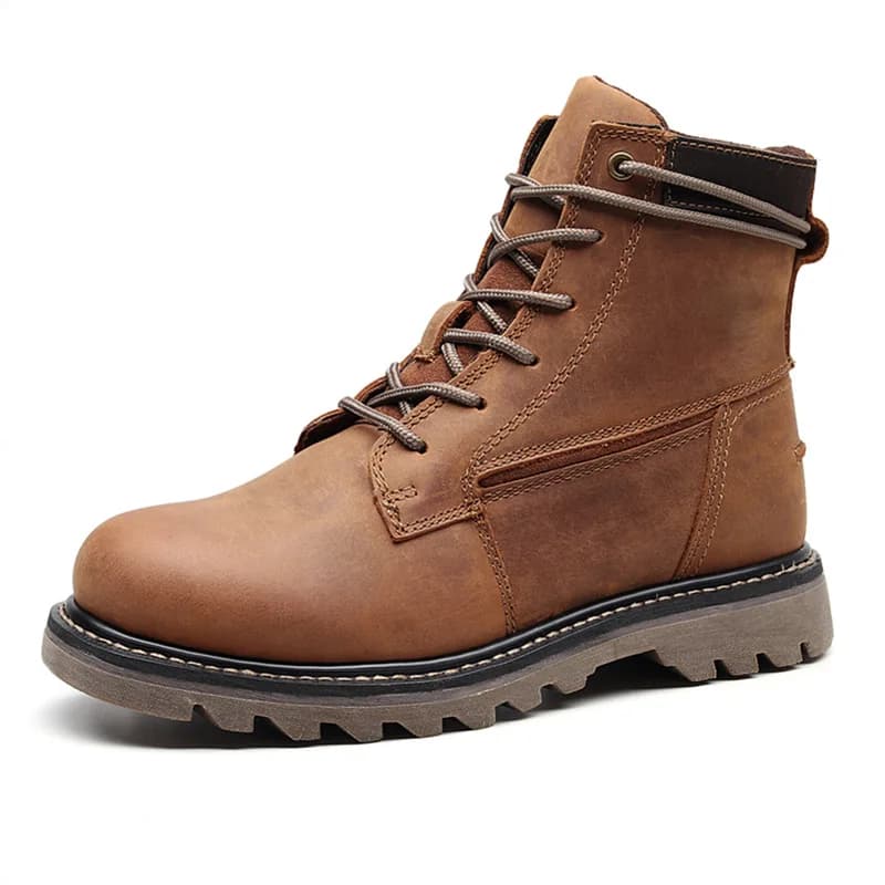 YETTIES Men's Outdoor Genuine Leather Boots | Vintage Lace-Up Anti-Slip Breathable Waterproof Durable Comfortable Combat Hiking