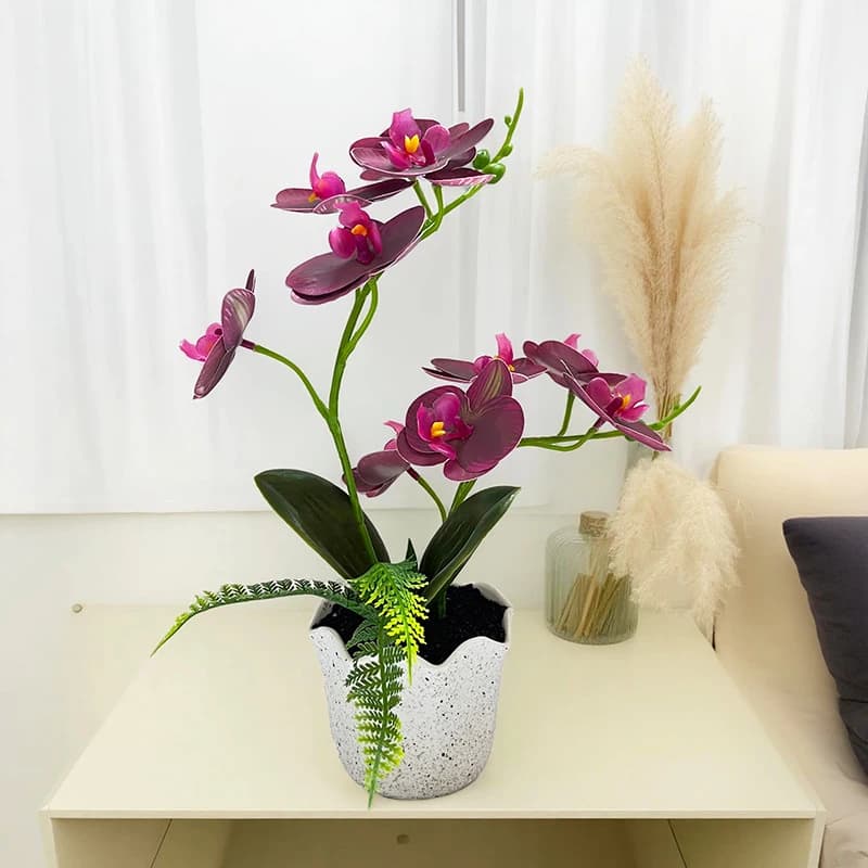 Orchidea Farfalla Artificiale con 10 Fiori, Bonsai Verde, Pianta Decorativa Creativa, Pianta Artificiale