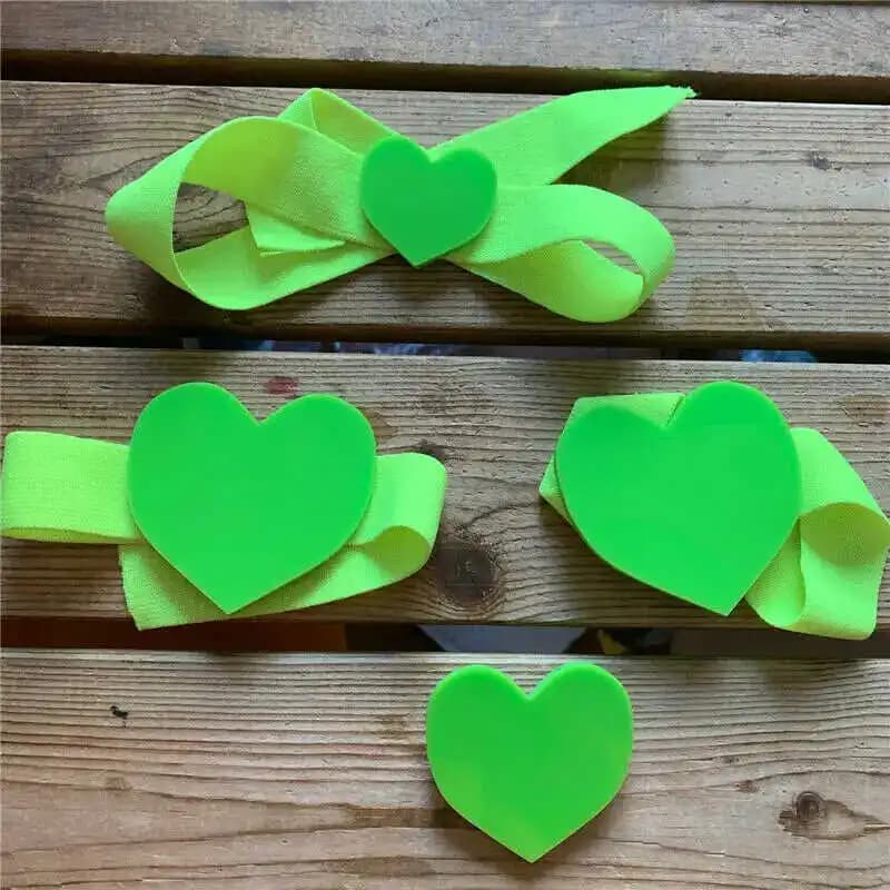 God Brando Green Heart Shape Decor Set Hair Band Knee Belt Belt Buckle Cosplay Prop Acrylic Soul Accessories