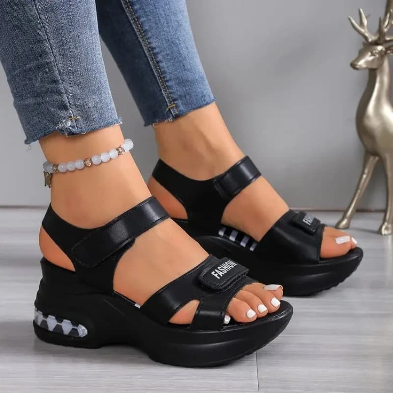 MEOD Summer New Fashion Ladies Outdoor Sports Magic Tape Sandals Stylish Velcro Flip Flops for Women