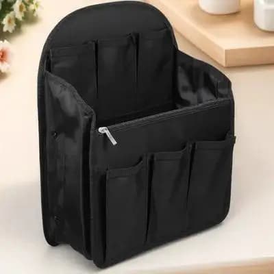 1Pcs Backpack Organizer Insert Black Multi-Slots Divided Nylon Travel Storage Bag Portable Shoulder Bag Insert