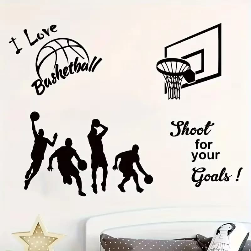 1 adesivo da parete a tema basket, adatto per soggiorno, camera da letto, studio.