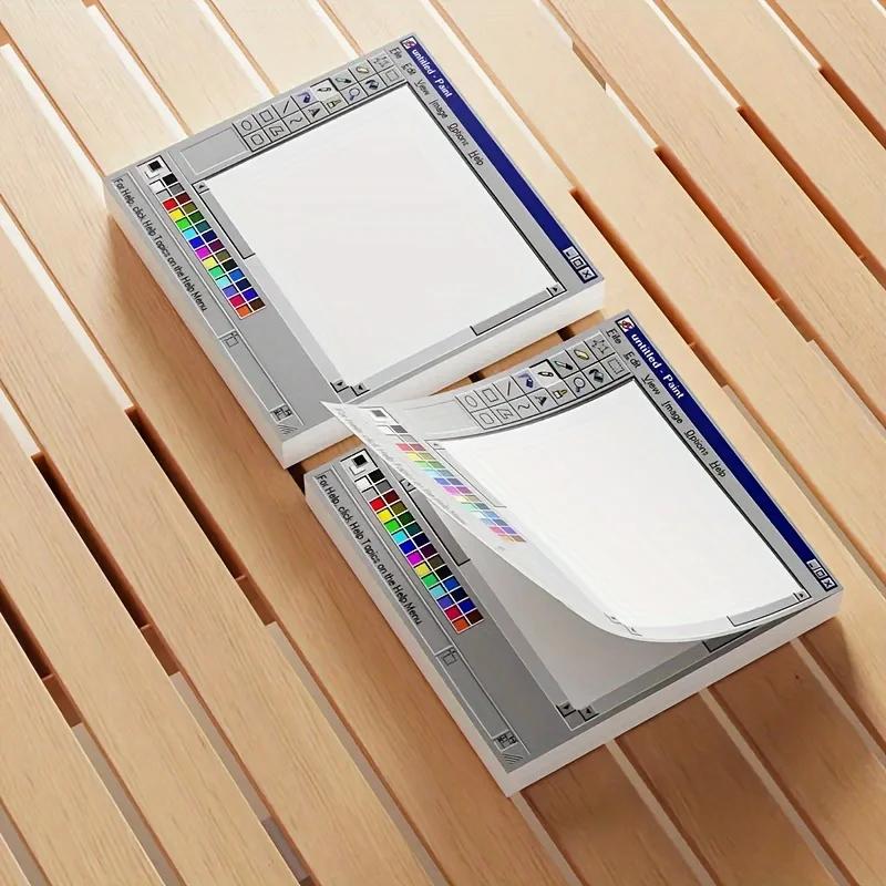 Adhesive Notes for Vintage Computer Design 50 Sheets - Ideal for Artists and Office Use, Durable Adhesive Notes, Office Adhesive Notes